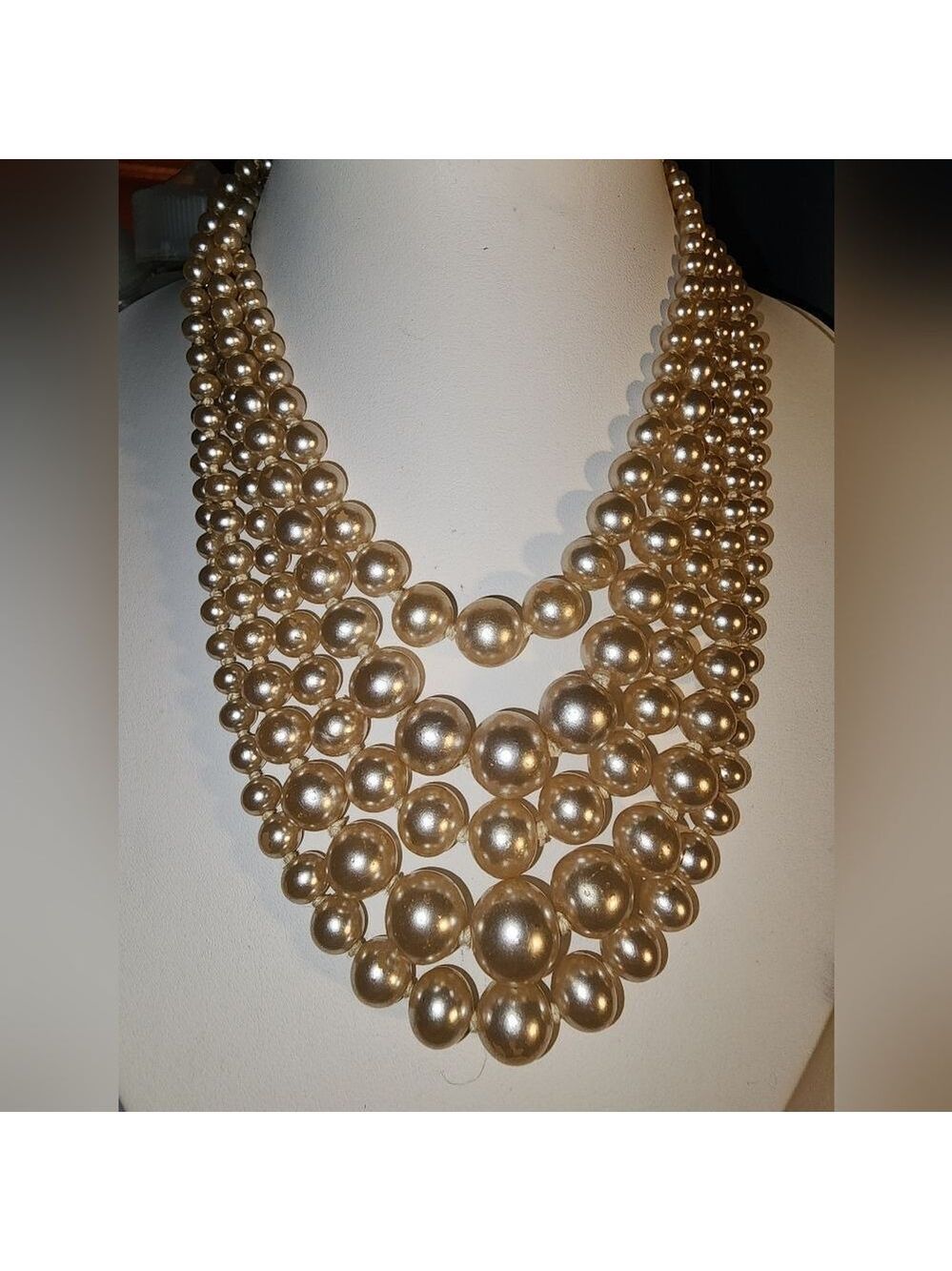 VINTAGE 5 STRAND JAPAN NECKLACE 11 2/4"-15"+3"